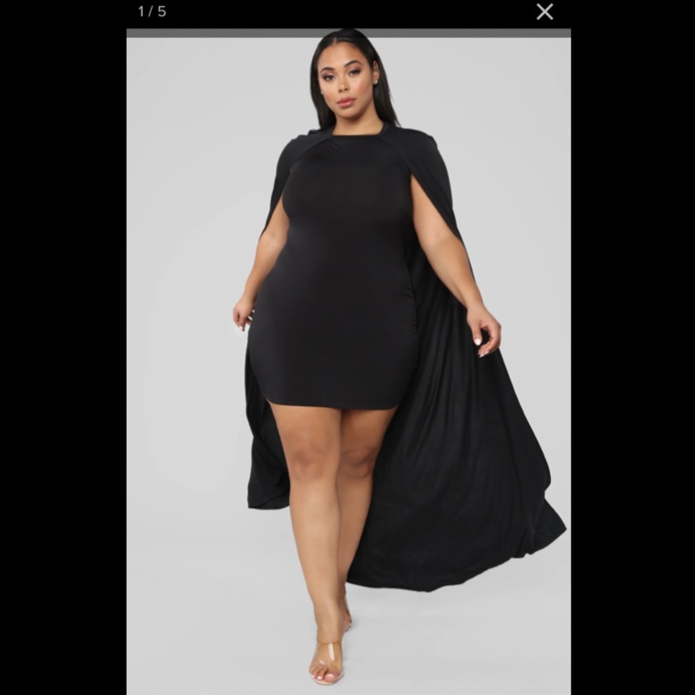 Fashion Nova dress with cape. Dress underneath is shorter &sleeveless Never used